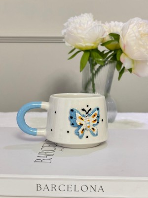 Mavi Kelebek Kabartmalı Mug