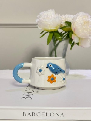 Mavi Kuş Kabartmalı Mug